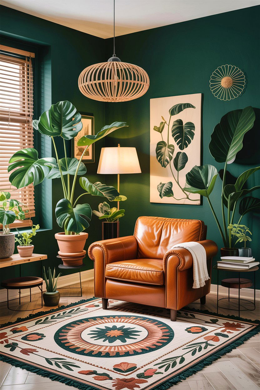 Forest green living room - 30 dark living room ideas