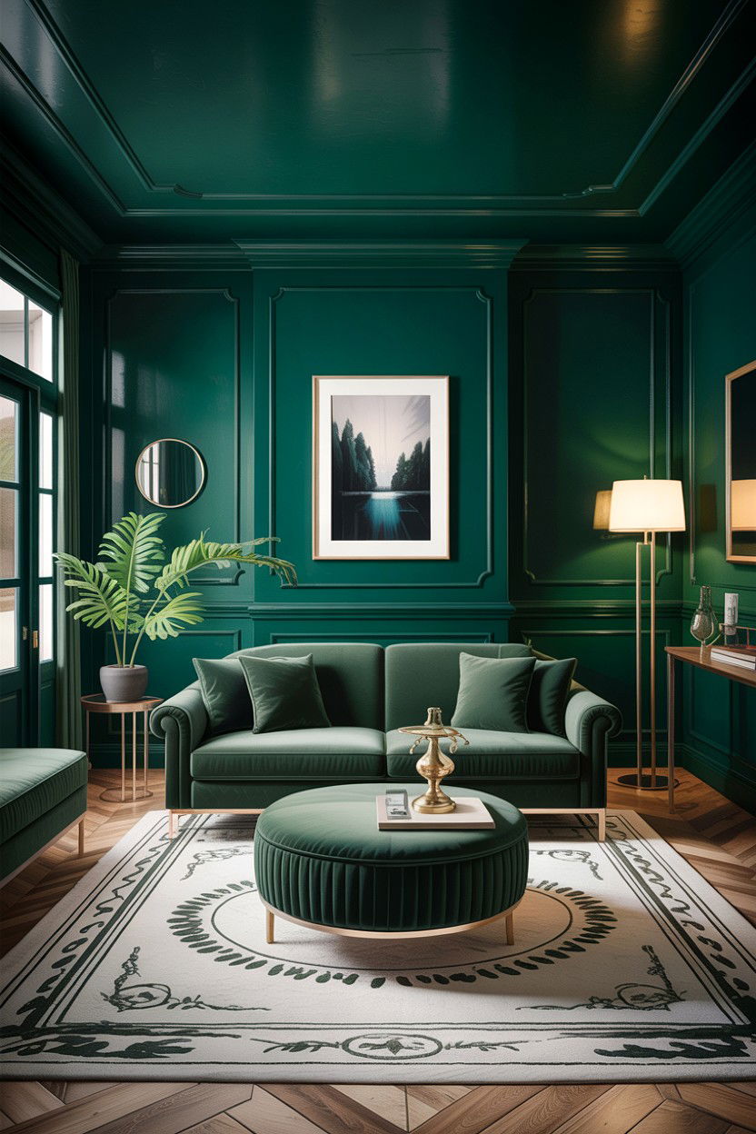 Forest green living room - 30 cool toned living room ideas