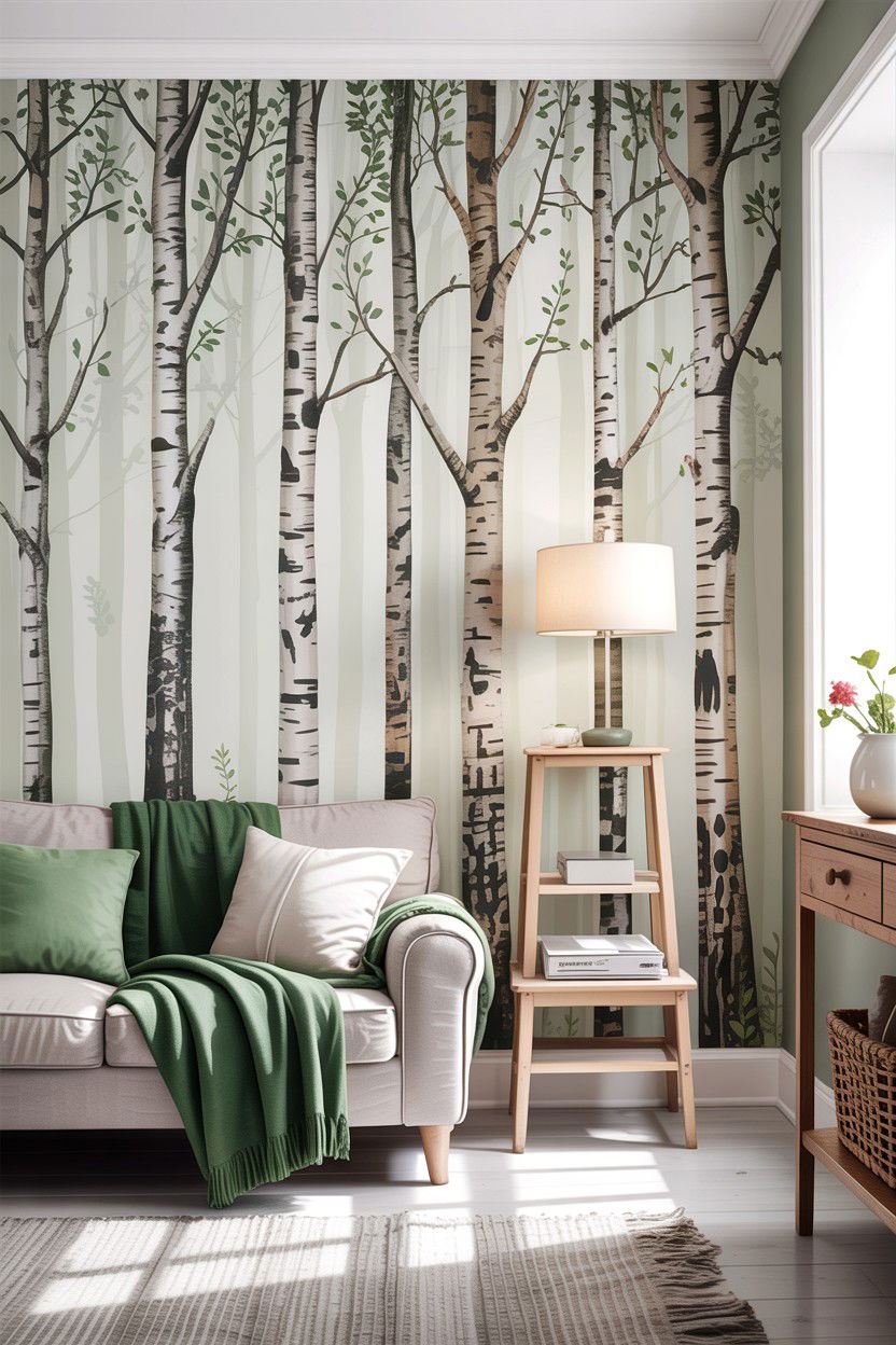 Forest print wallpaper - 30 bedroom accent wall wallpapers