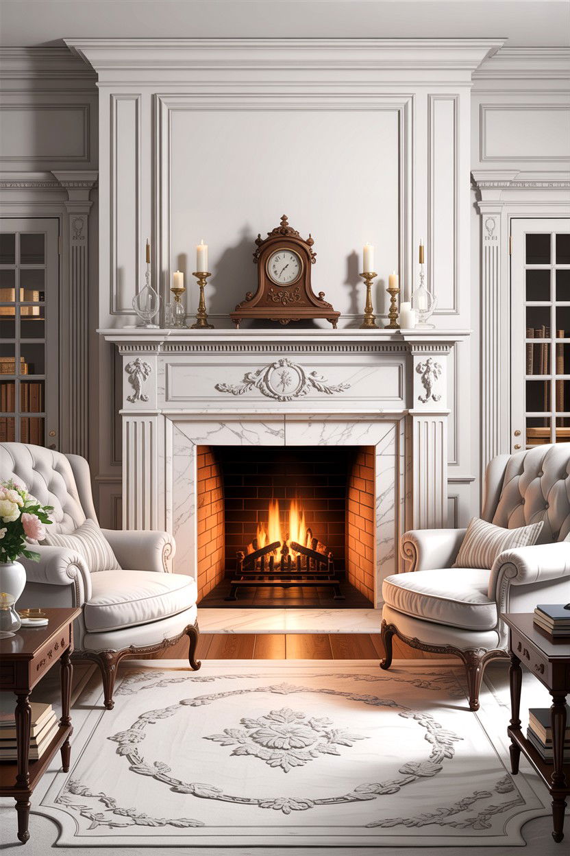 Formal White Living Room With Fireplace - 30 traditional white living room ideas