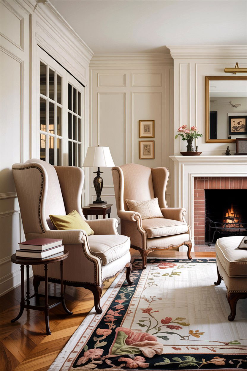 Formal White Living Room With Wingback Chairs - 30 traditional white living room ideas