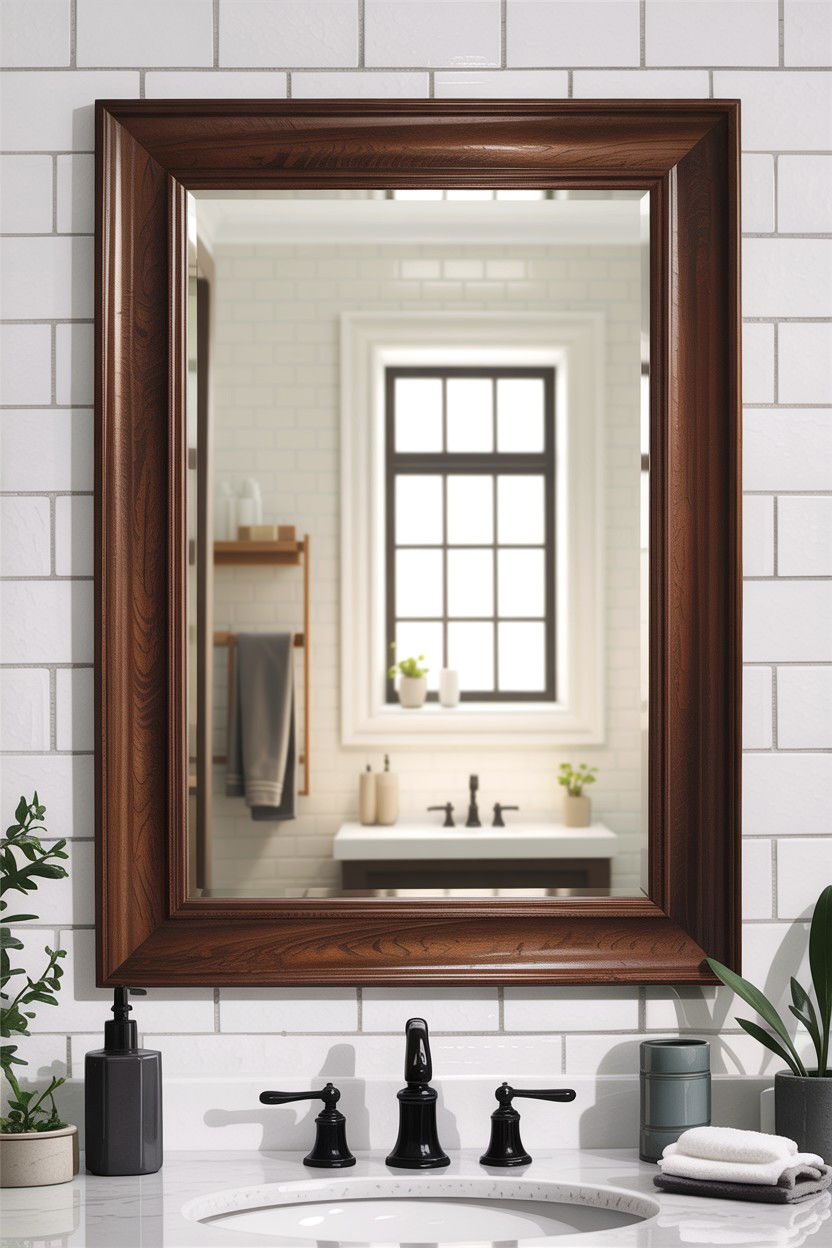 Framed Bathroom Mirror - 30 bathroom afternoon project ideas