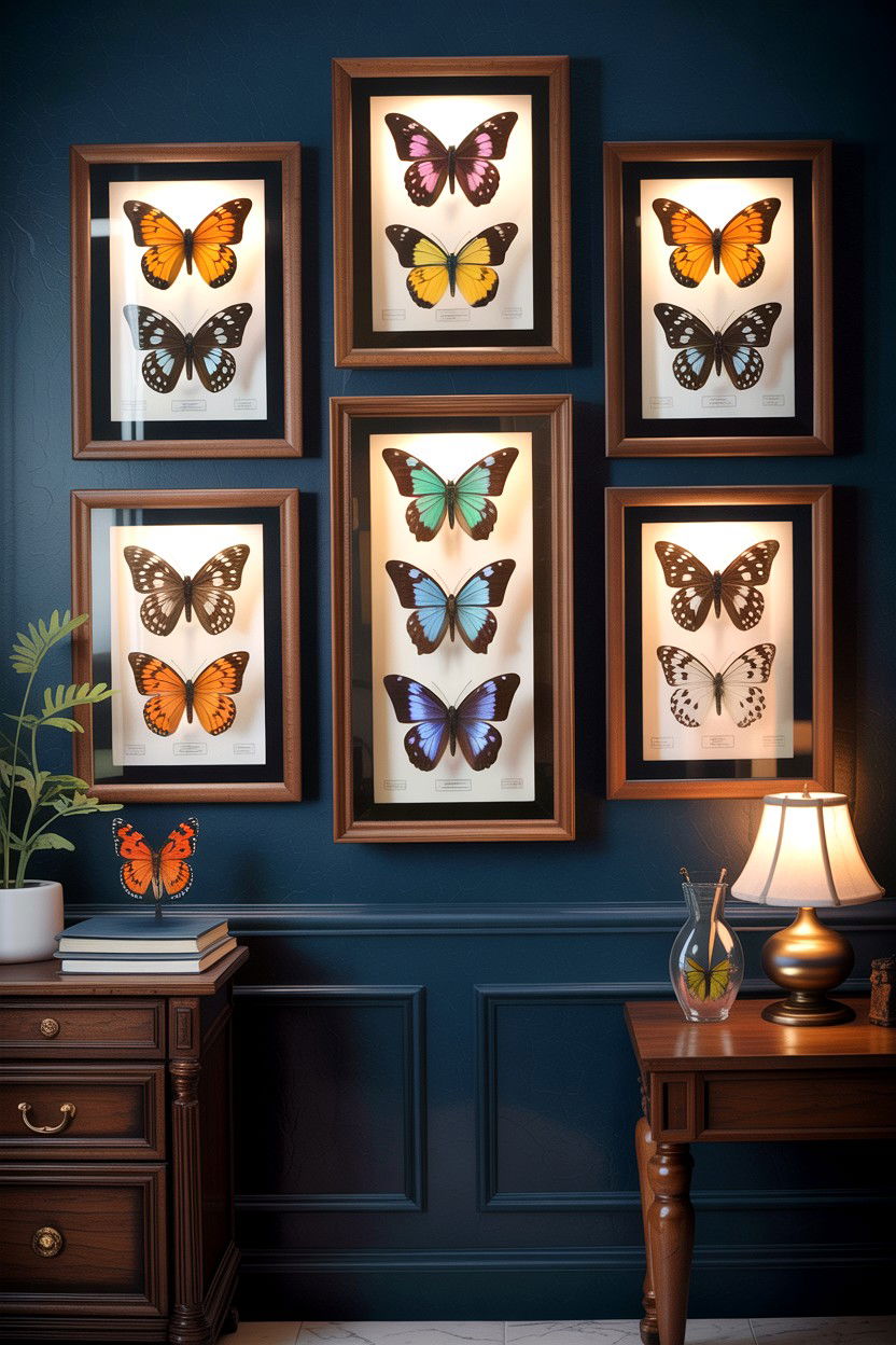 Framed Butterfly Taxidermy - 30 dark academia living room ideas