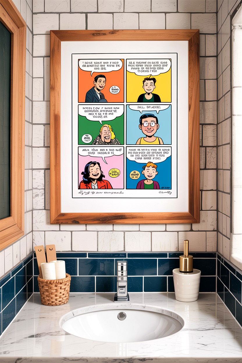 Framed Comic Strip - 30 bathroom conversation starter ideas