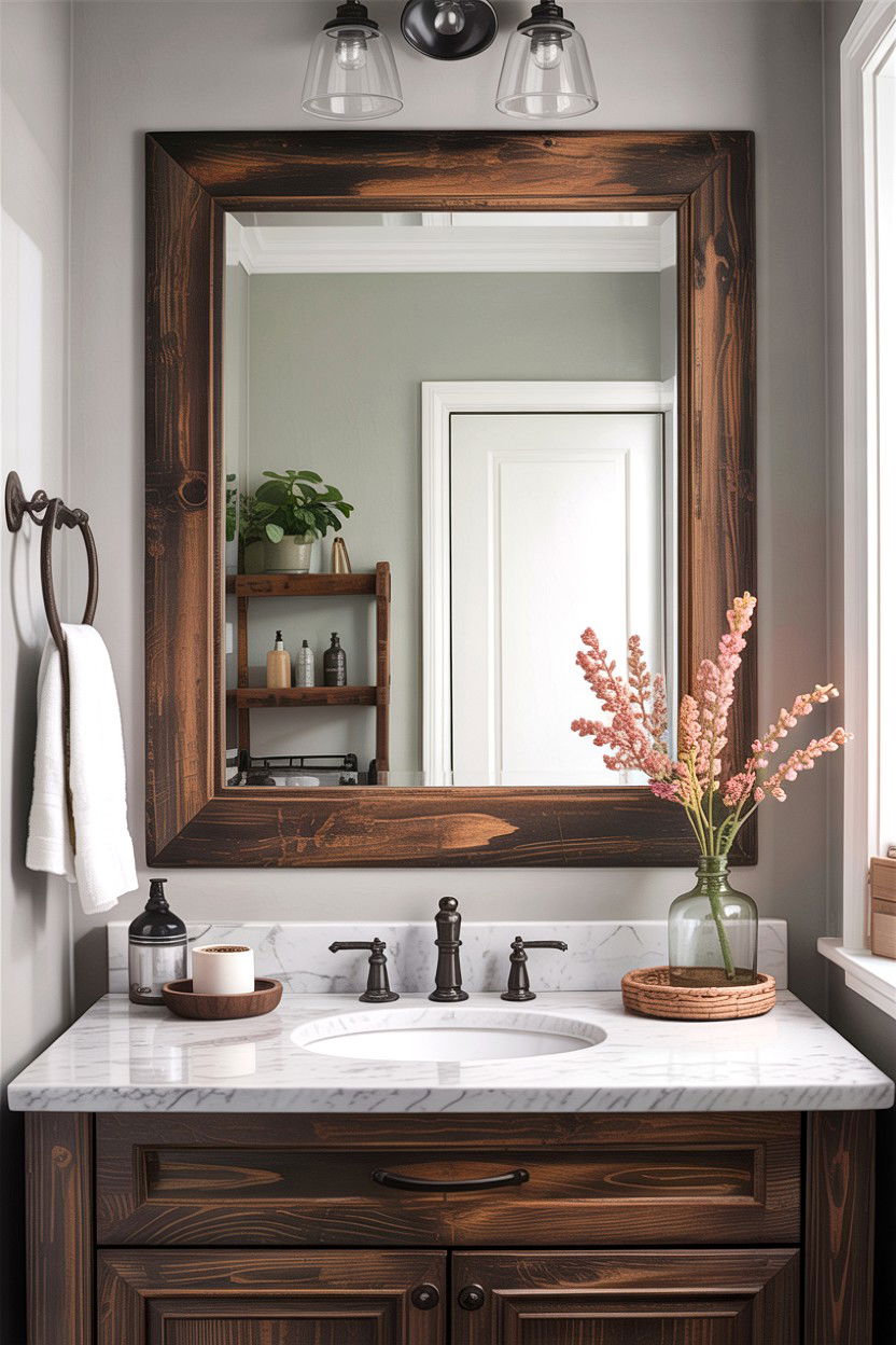 Framed bathroom mirror - 30 easy bathroom updates