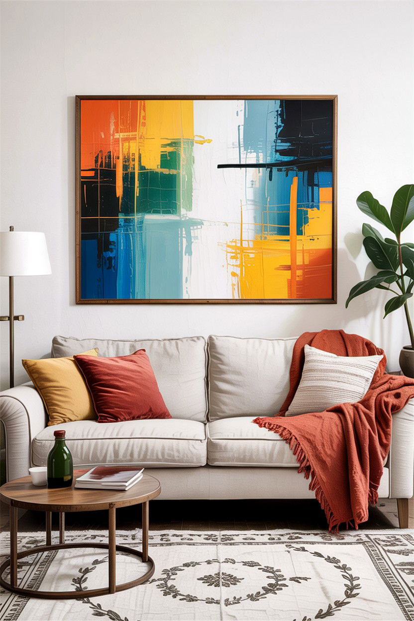 Framed canvas art - 30 DIY living room ideas