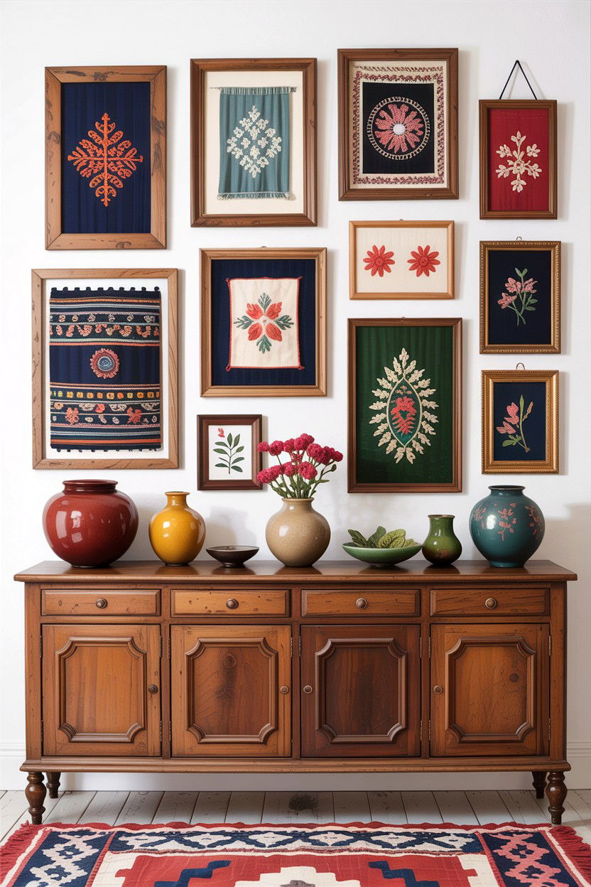 Framed textile art - 30 handcrafted living room ideas