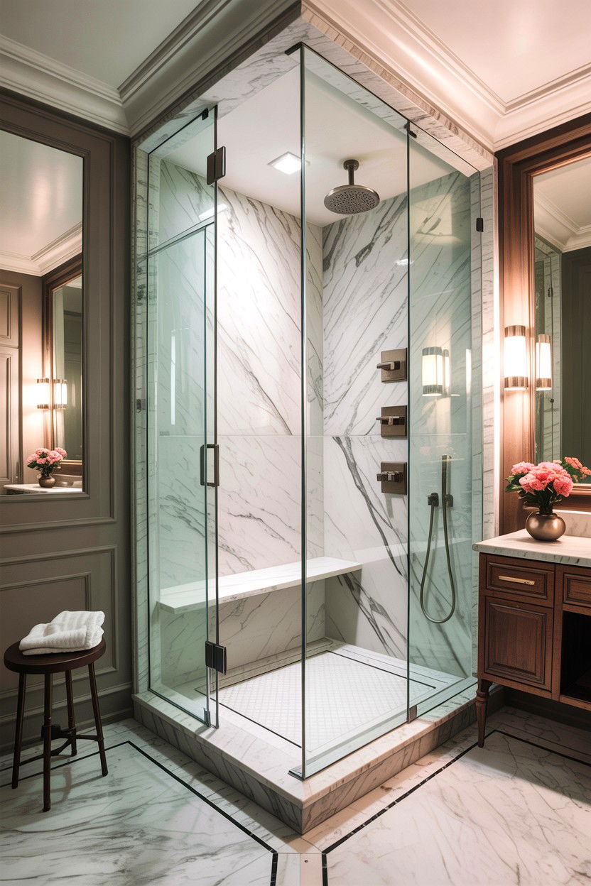 Frameless Glass Enclosure - 30 bathroom architectural detail ideas
