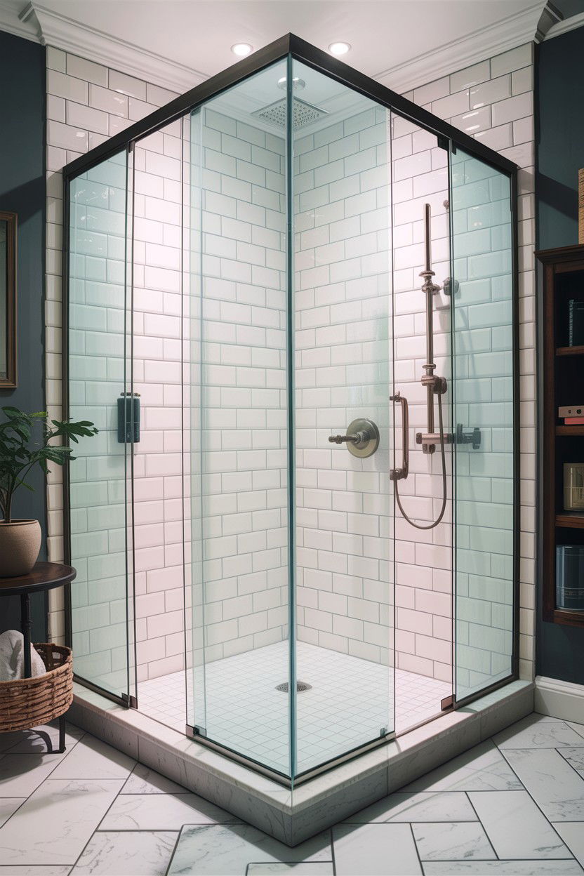Frameless Glass Shower Enclosure - 30 spacious bathroom ideas