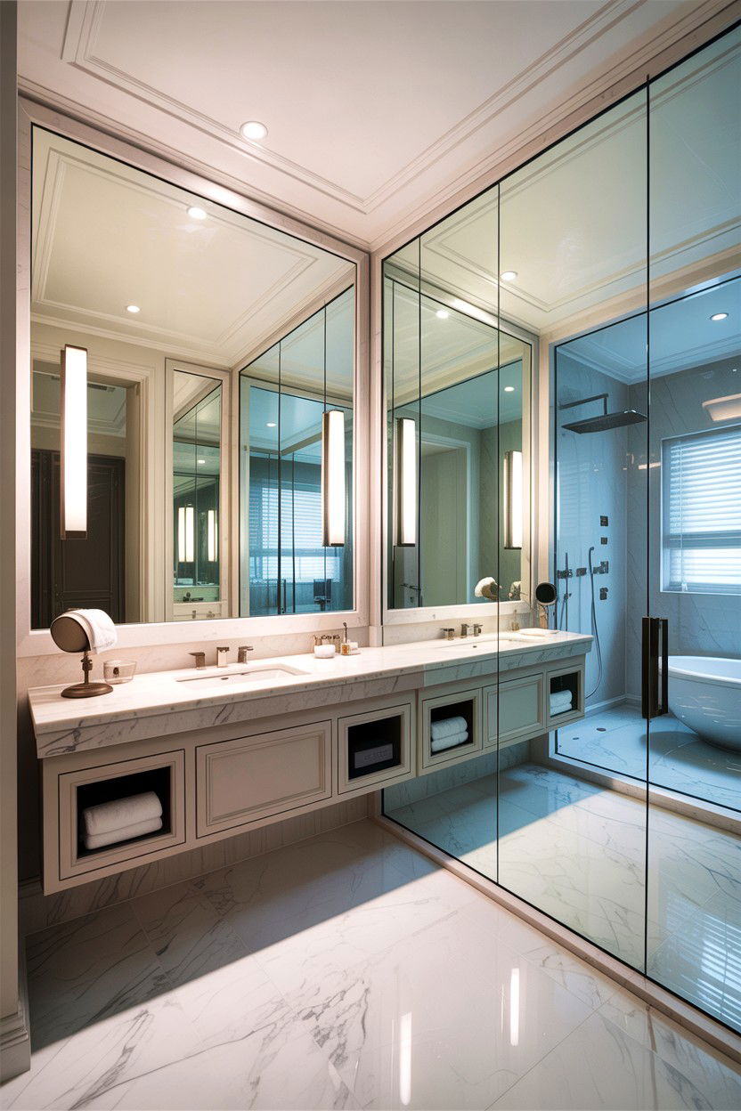 Frameless Mirror Wall - 30 frameless bathroom mirror ideas