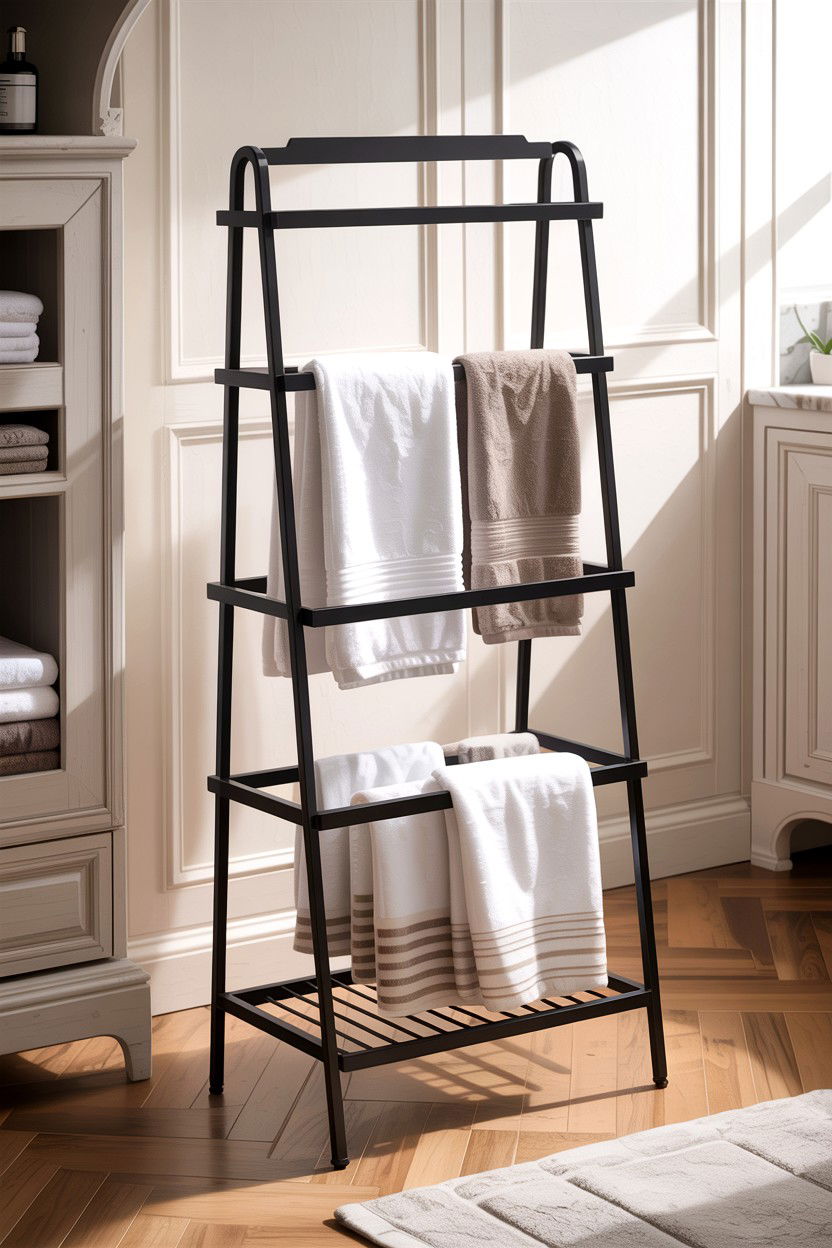 Freestanding Towel Rack - 30 bathroom accessory styling ideas
