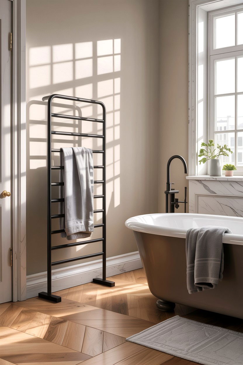 Freestanding Towel Warmer - 30 heated towel rack ideas