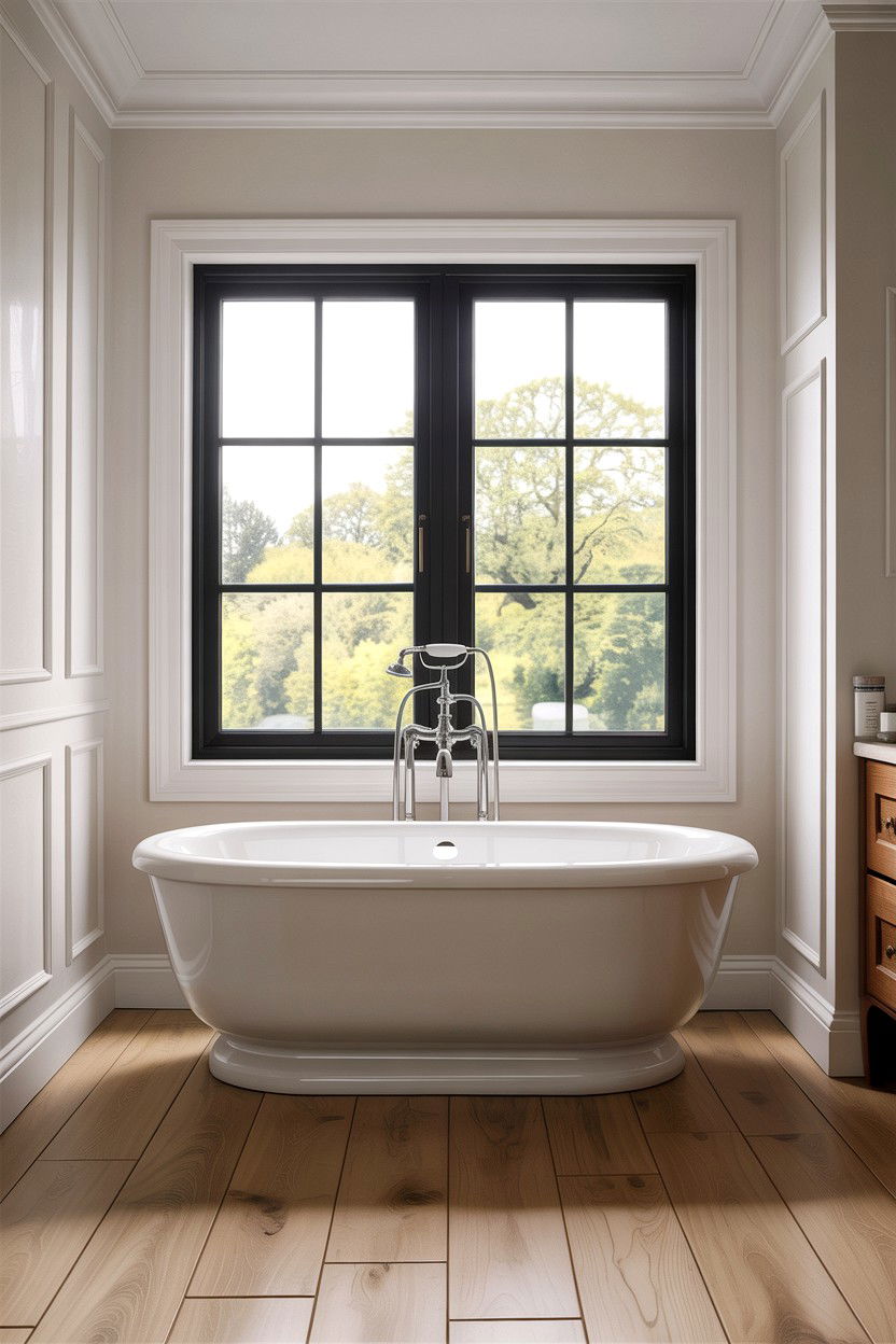 Freestanding Tub Center Window - 30 bathroom balance ideas