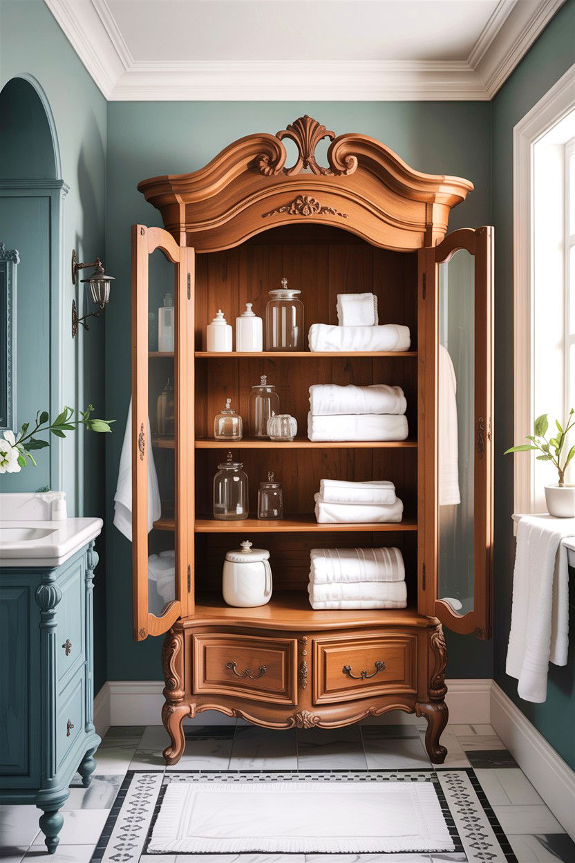 Freestanding bathroom armoire - 30 bathroom closet ideas