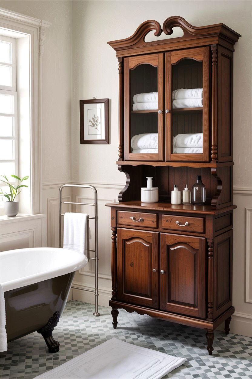 Freestanding bathroom cabinet - 30 colonial bathroom ideas