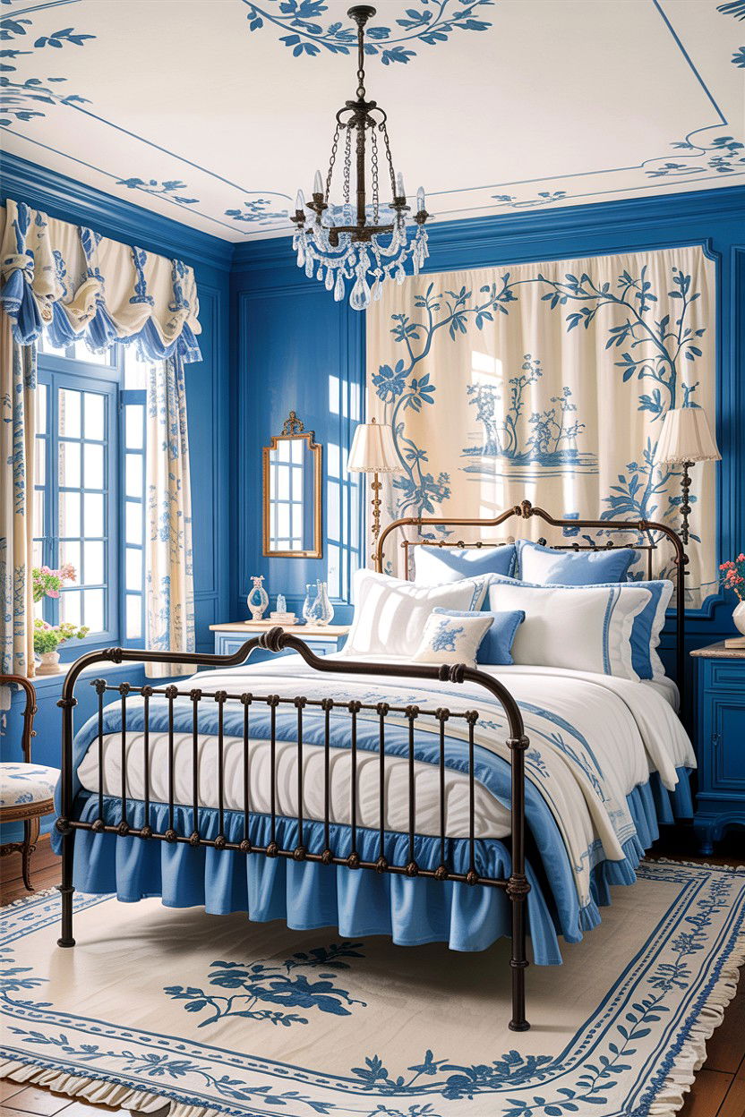French Country Blue Bedroom - 30 traditional blue bedroom ideas