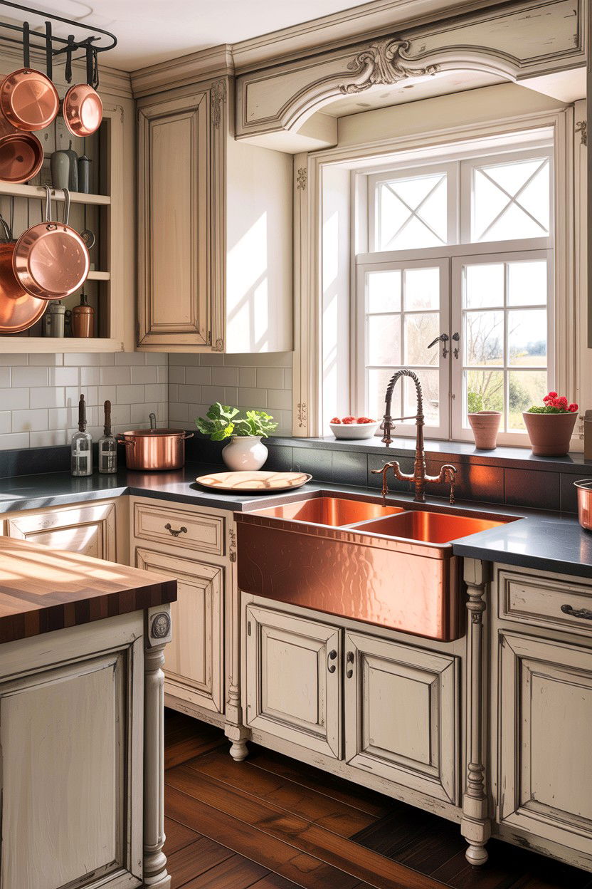 French Country Copper Sink - 30 copper sink ideas