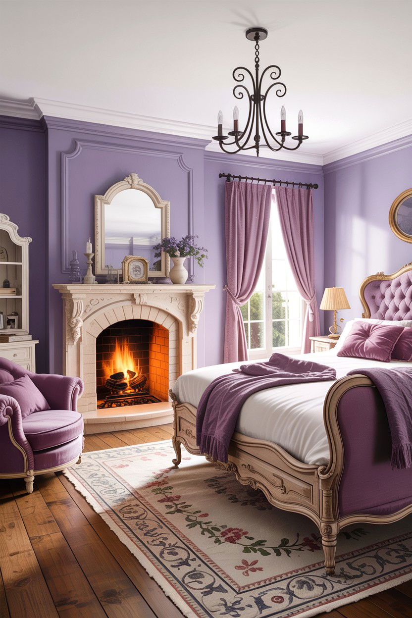 French Country Fireplace - 30 bedroom with fireplace ideas
