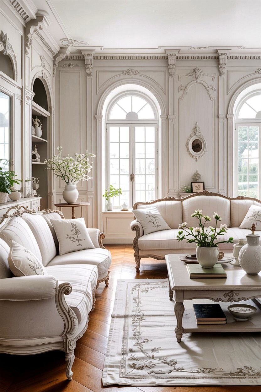 French Country White Living Room - 30 all white living room ideas