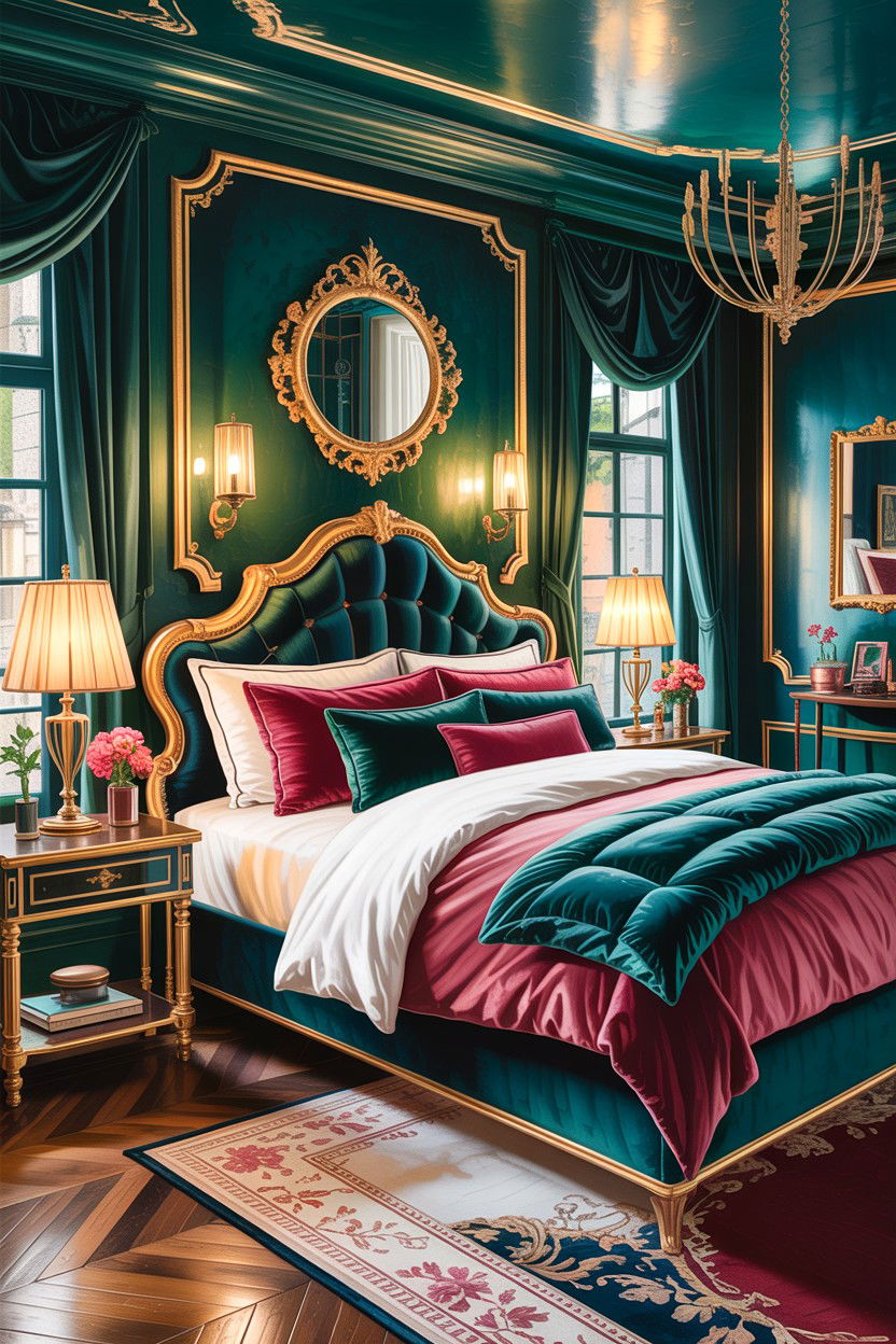 French Velvet Bedroom - 30 French bedroom ideas