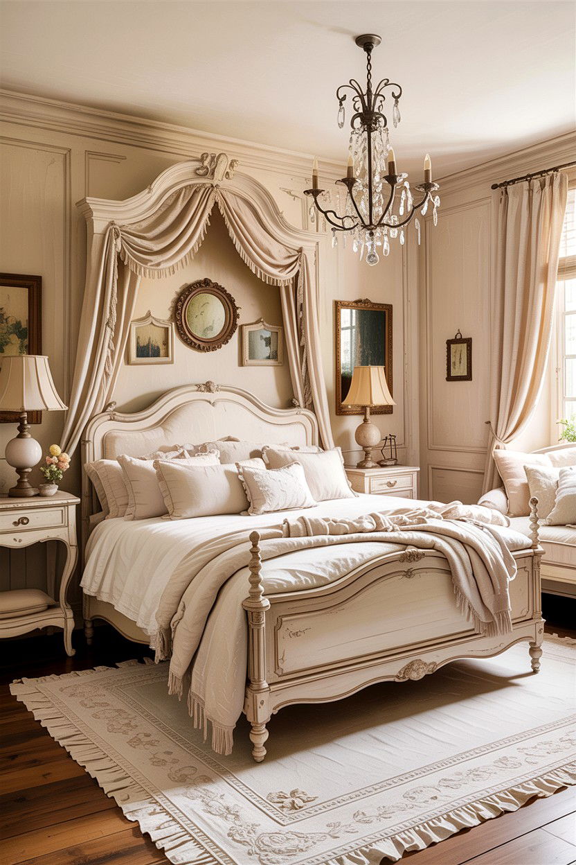 French country cream bedroom - 30 warm cream bedroom ideas