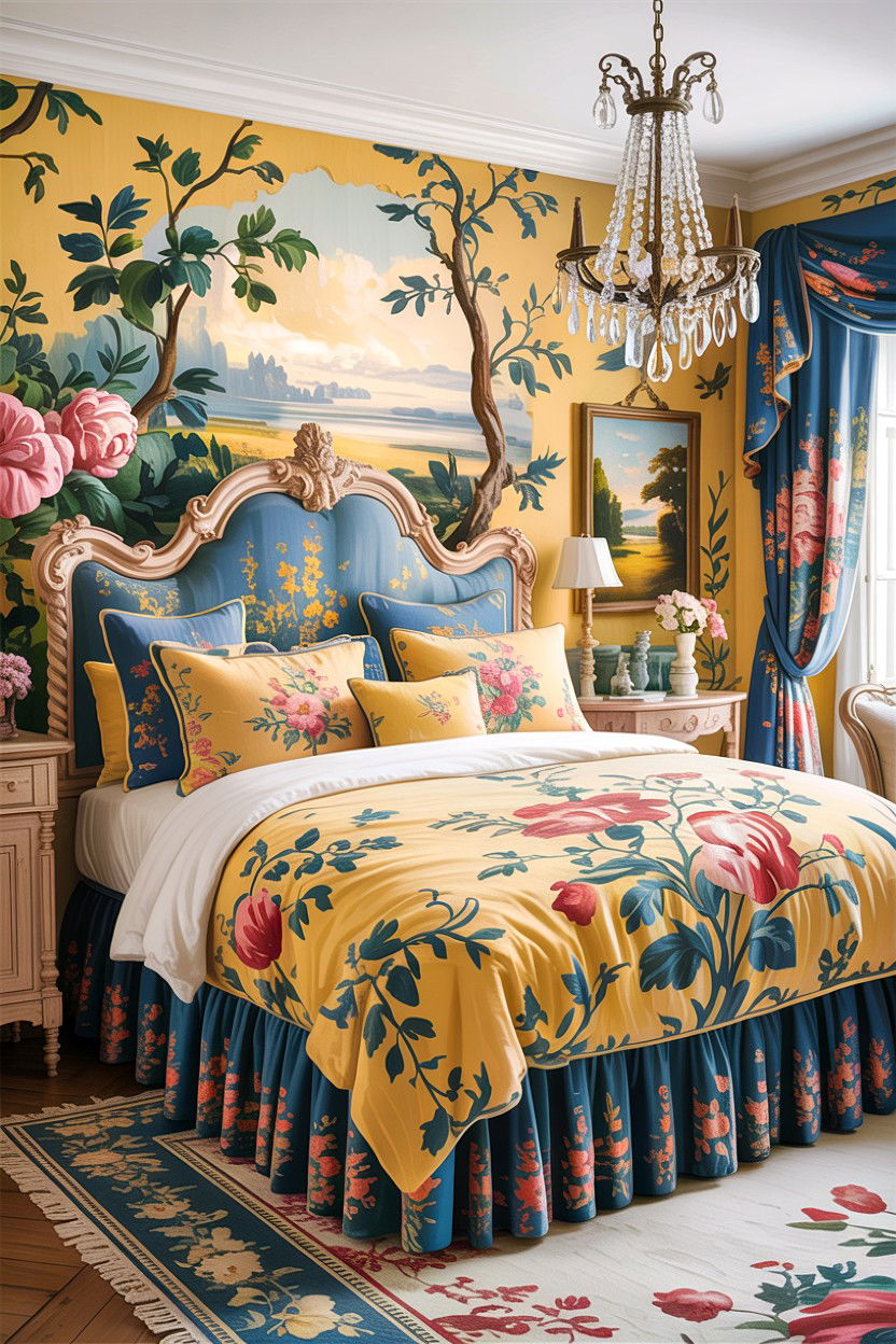 French country floral comforter - 30 bedroom floral bedding ideas