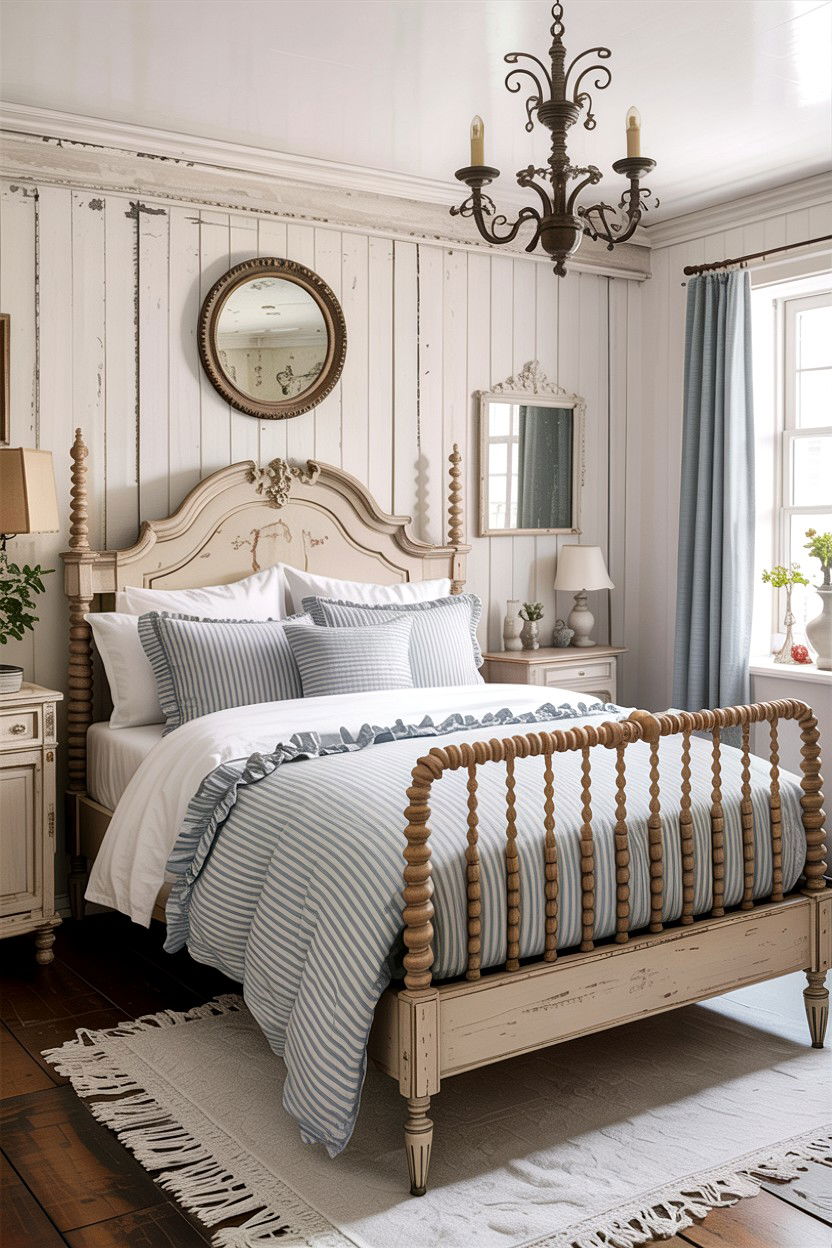 French country striped bedding - 30 bedroom striped bedding ideas