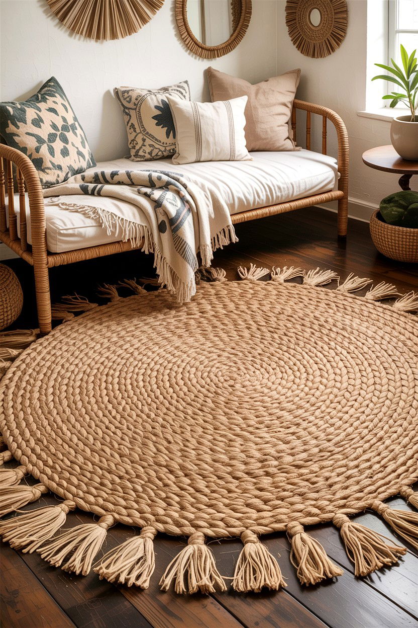 Fringe Jute Rug - 30 bedroom jute rugs