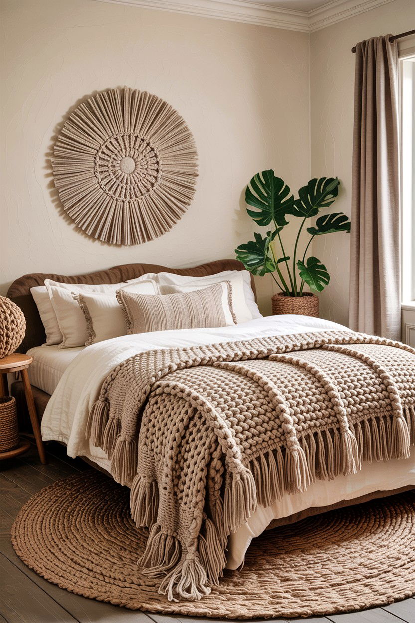 Fringed Knit Blanket - 30 bedroom knit blankets