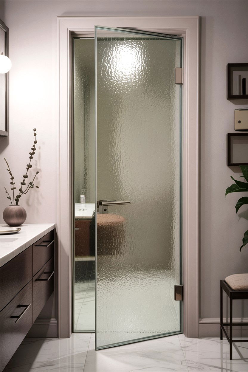 Frosted glass bathroom door - 30 bathroom door statement ideas