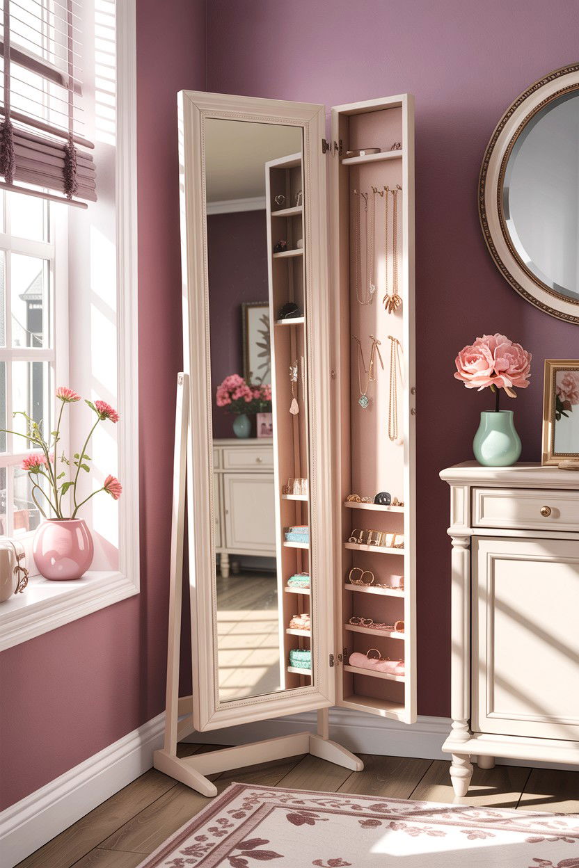 Full Length Mirror Jewelry Cabinet - 30 bedroom secret storage ideas