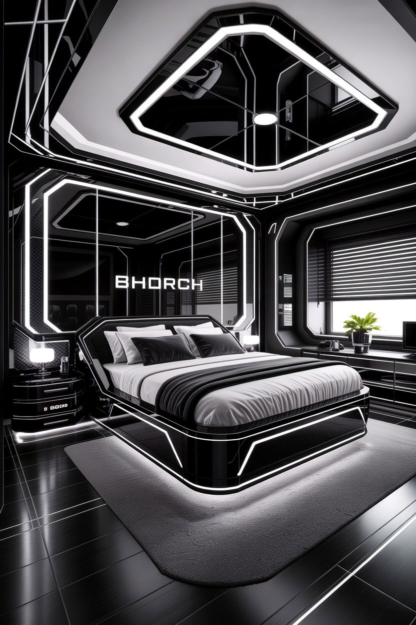 Futuristic Black Bedroom - 30 all black bedroom ideas