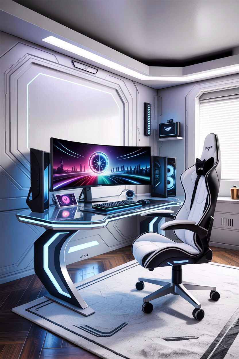 Futuristic Gaming Setup - 30 gamer setup bedroom ideas