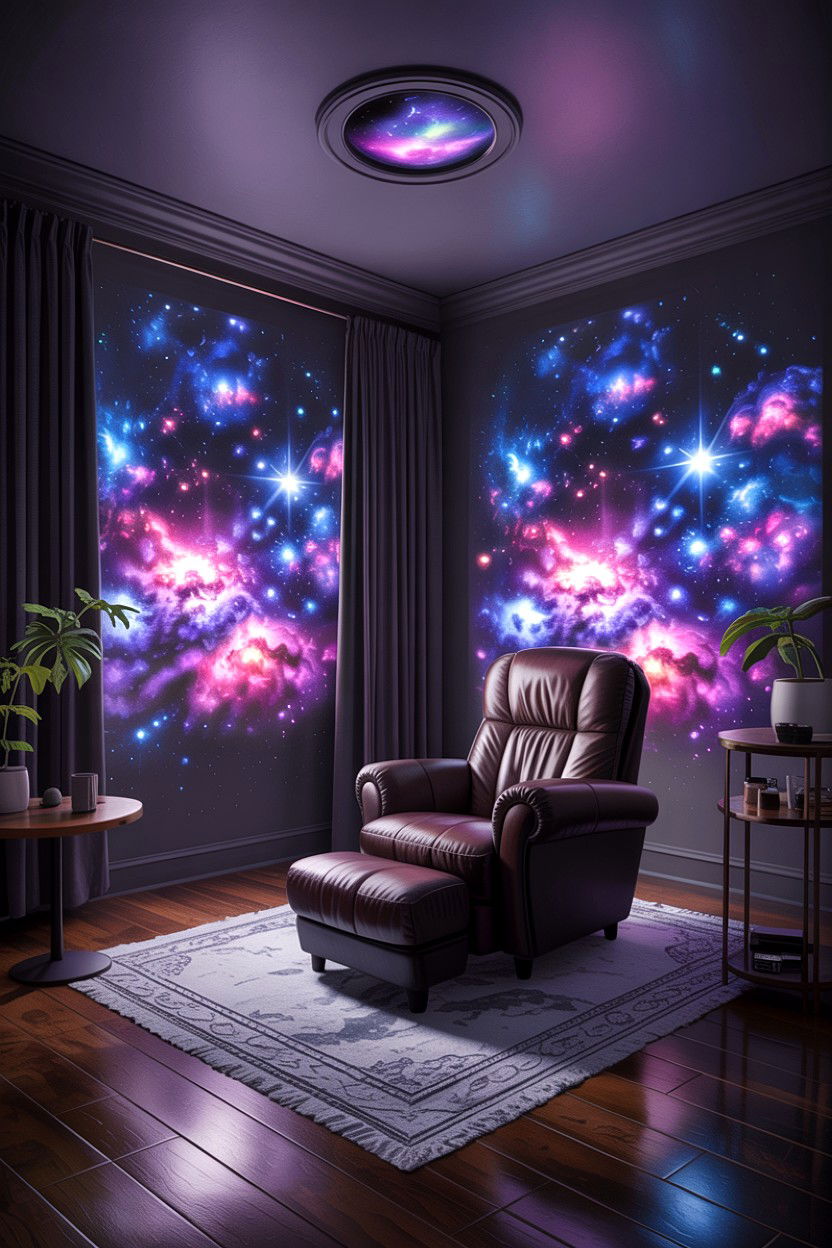 Galaxy projector room - 30 astronaut bedroom ideas