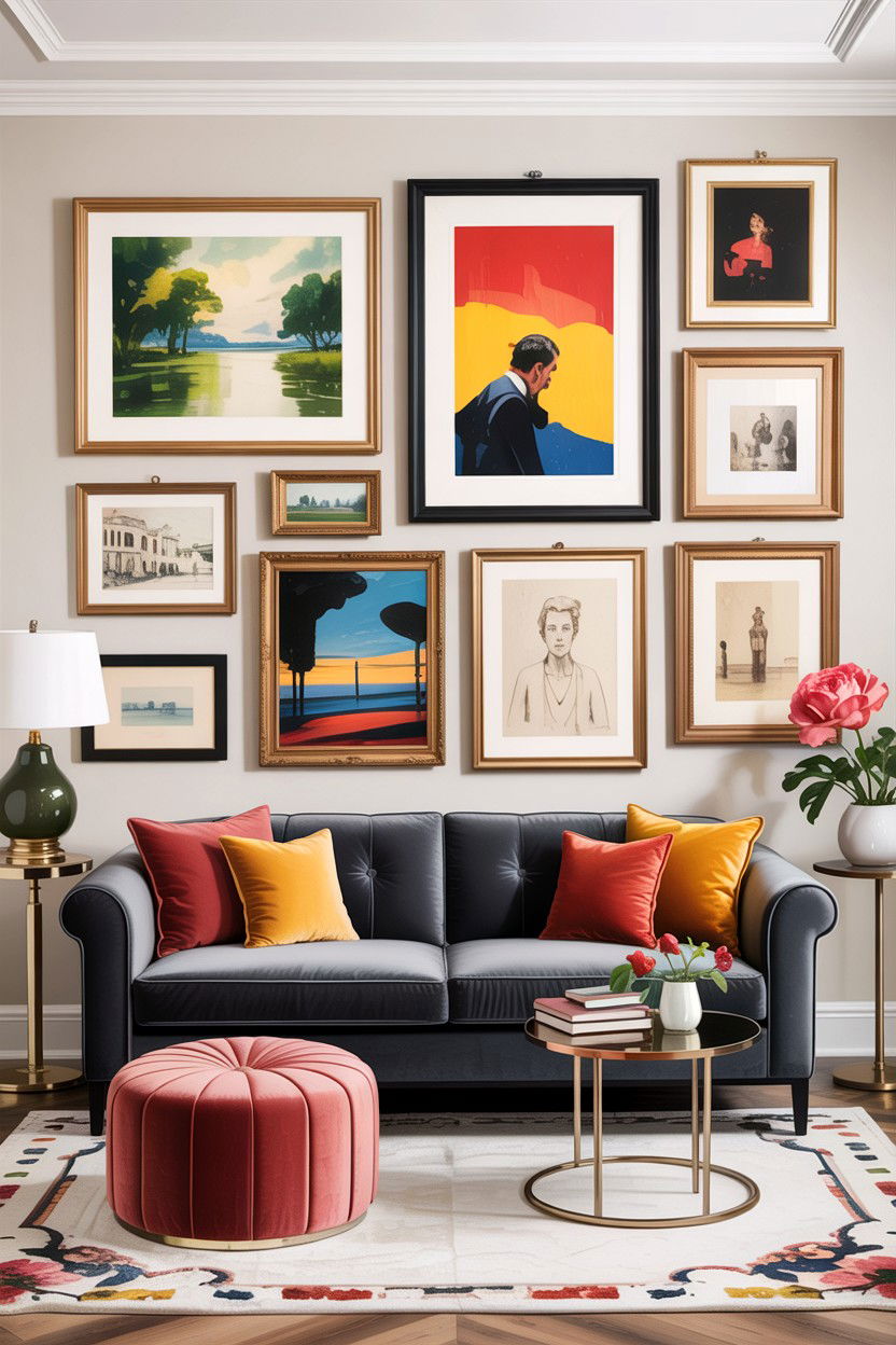 Gallery Wall Art - 30 boutique hotel living room ideas