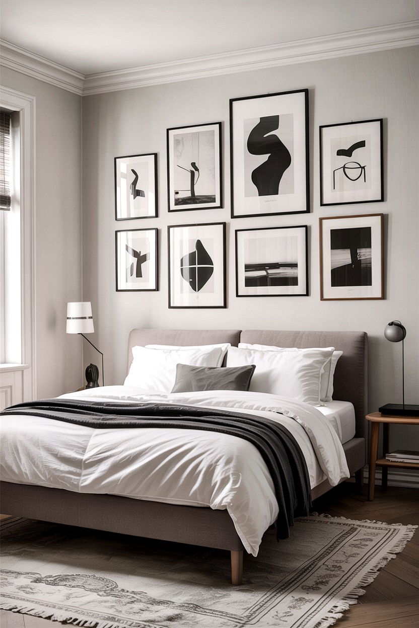 Gallery Wall Minimalist Bedroom - 30 Swedish bedroom ideas