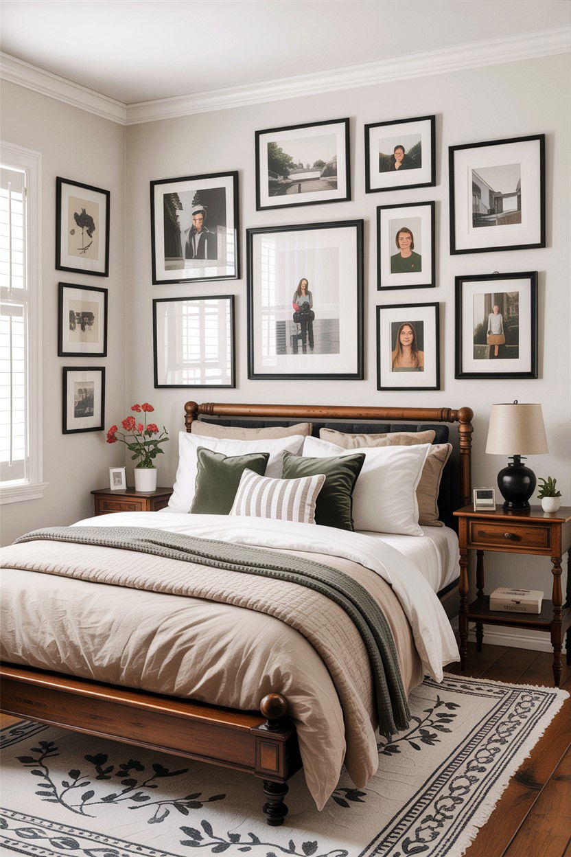 Gallery wall bedroom - 30 bedroom improvement ideas