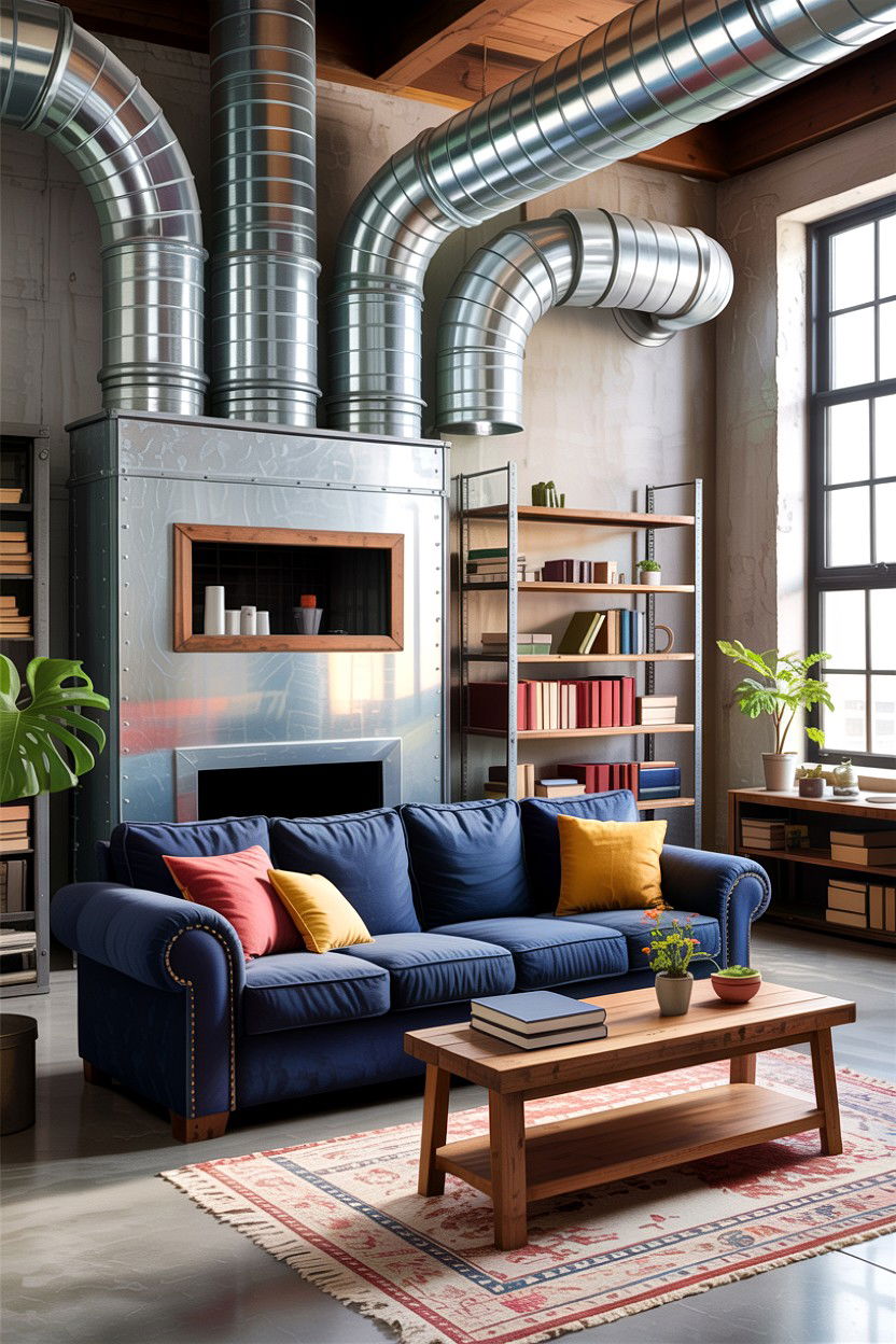 Galvanized steel living room vents - 30 exposed ductwork living room ideas