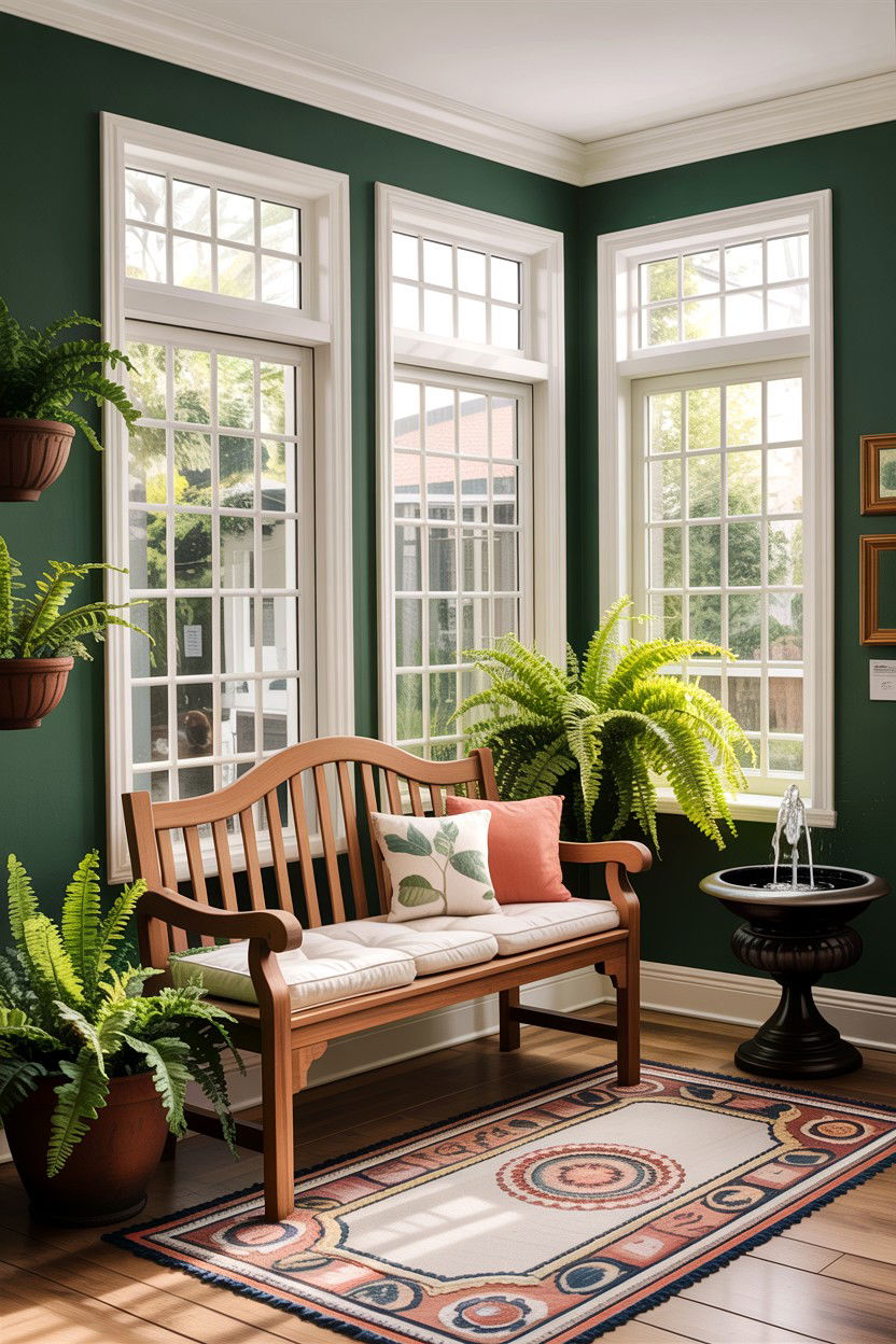 Garden bench - 30 garden themed living room ideas