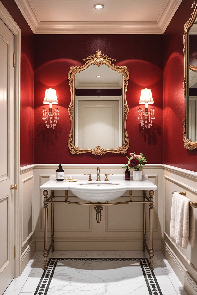 Garnet red bathroom walls - 30 jewel tone bathroom ideas