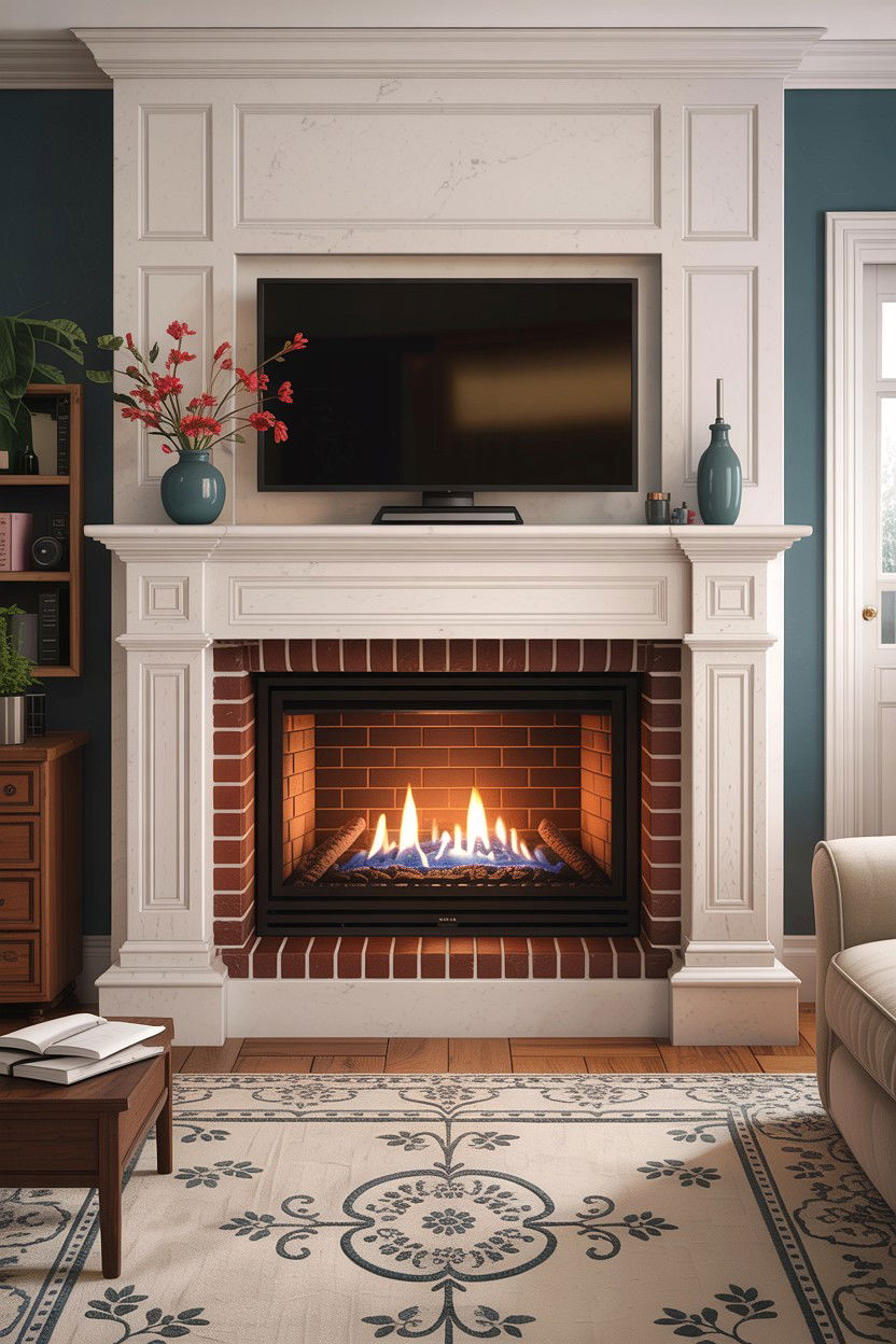 Gas fireplace insert - 30 living room fireplace ideas