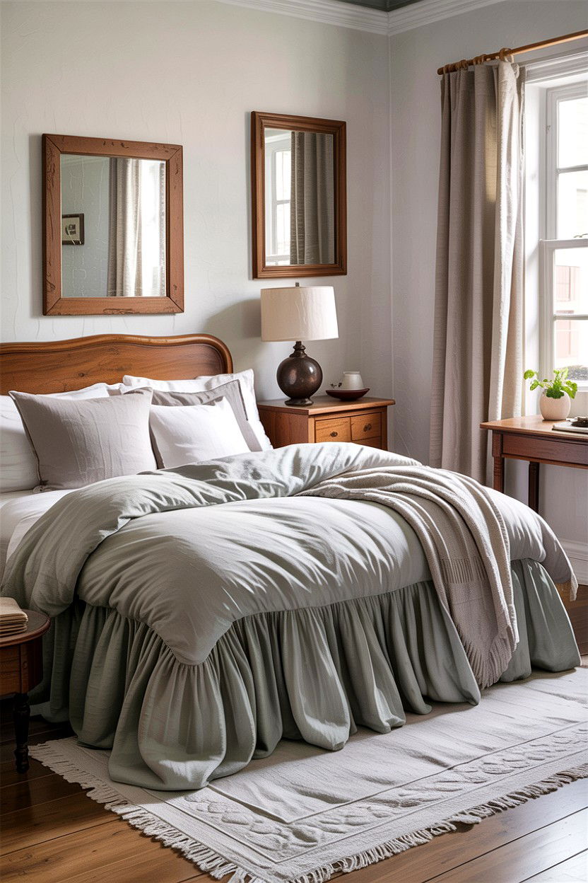 Gathered Cotton Bed Skirt - 30 bedroom dust ruffles