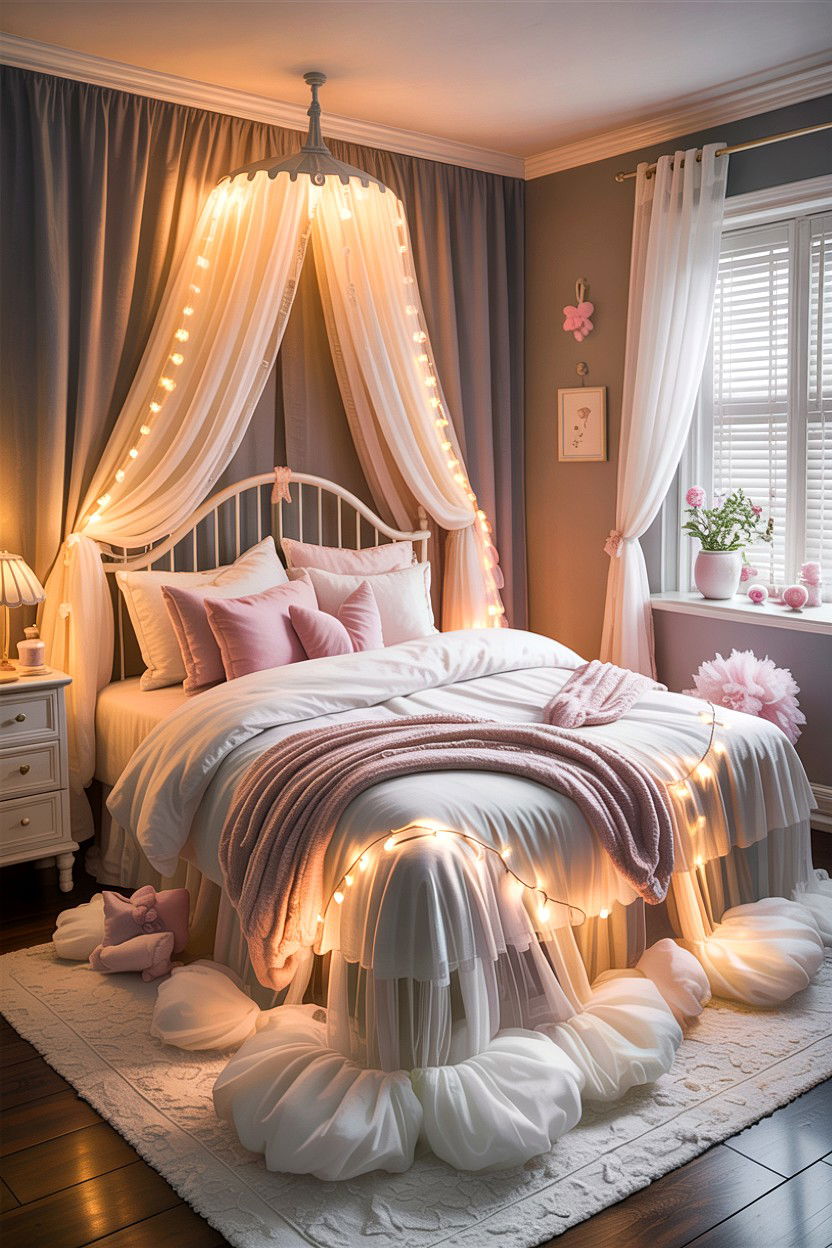 Gathered Tulle Bed Skirt - 30 bedroom bed skirts