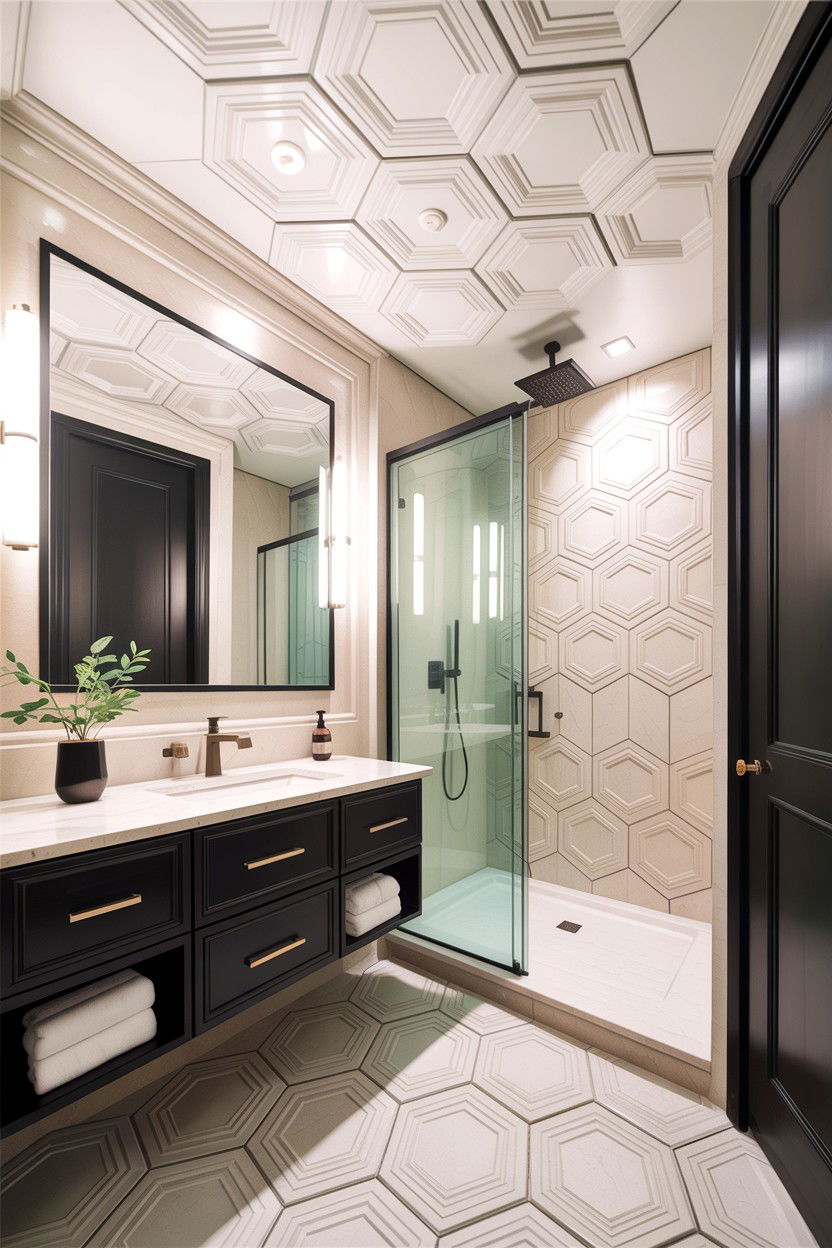 Geometric Bathroom Ceiling - 30 bathroom ceiling statement ideas