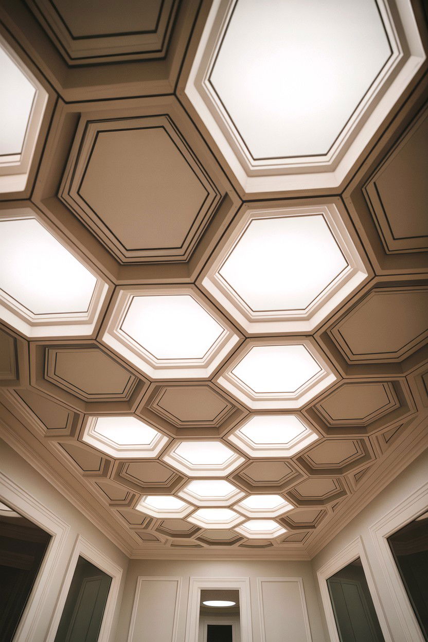 Geometric Cove Ceiling - 30 living room cove ceiling ideas