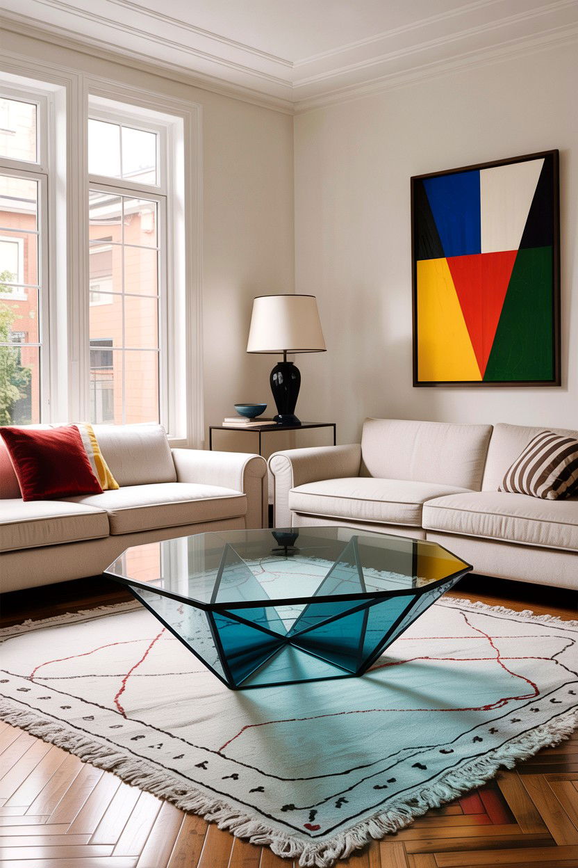 Geometric Glass Coffee Table - 30 living room glass coffee tables