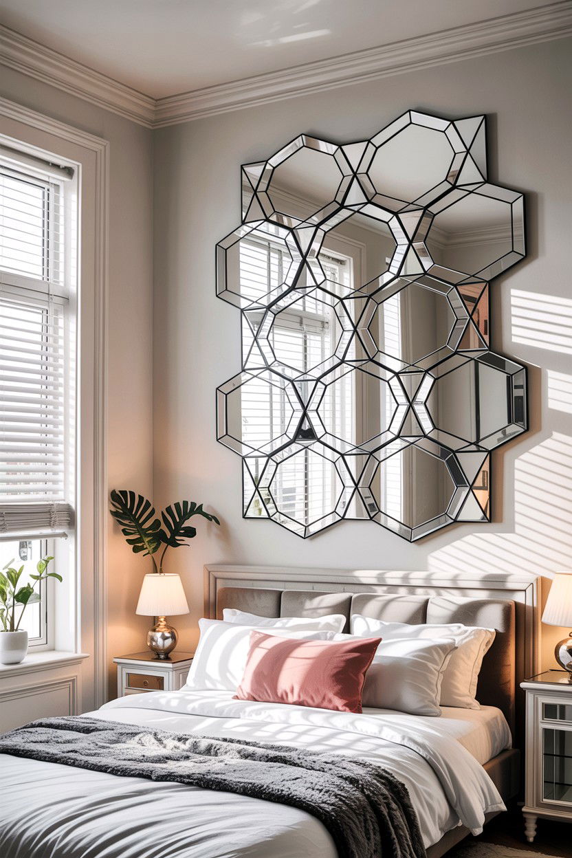 Geometric Mirror Wall Decor - 30 bedroom geometric wall designs