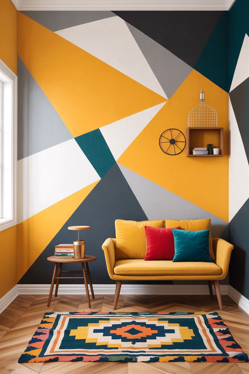 Geometric Paint - 30 bedroom wall ideas