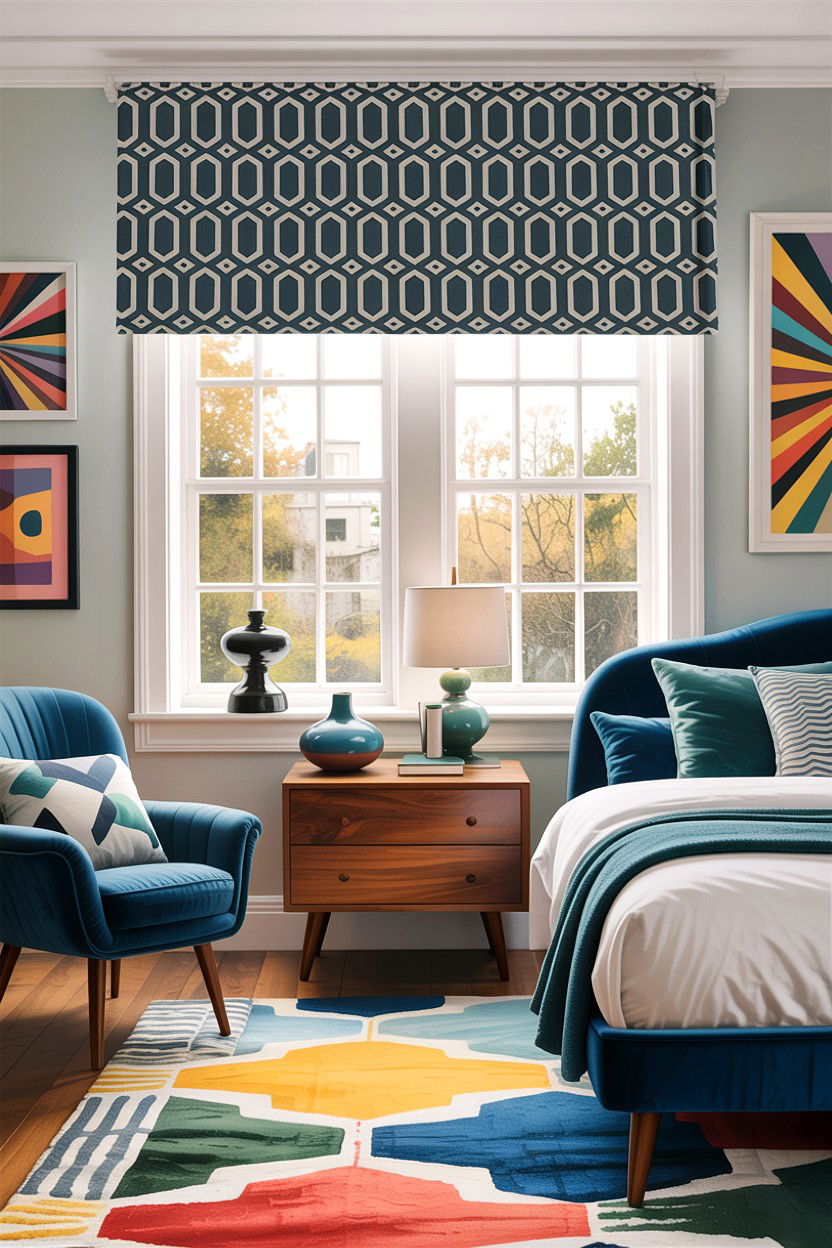 Geometric Pattern Valance - 30 bedroom window valances