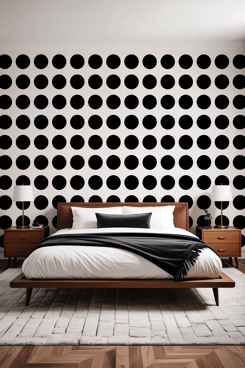 Geometric Polka Dot Wall Design - 30 bedroom polka dot walls